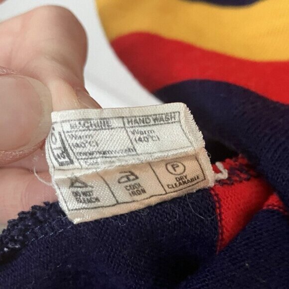 Vintage Harrod's Polo Shirt Mens Stripe Acrylic Long Sleeve Made in UK - Picture 5 of 5